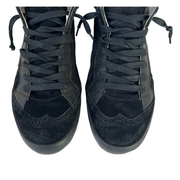 Golden Goose Mid Star Black Wing Tip Sneakers with Black Stars & Soles Sz 38 - Picture 4 of 12